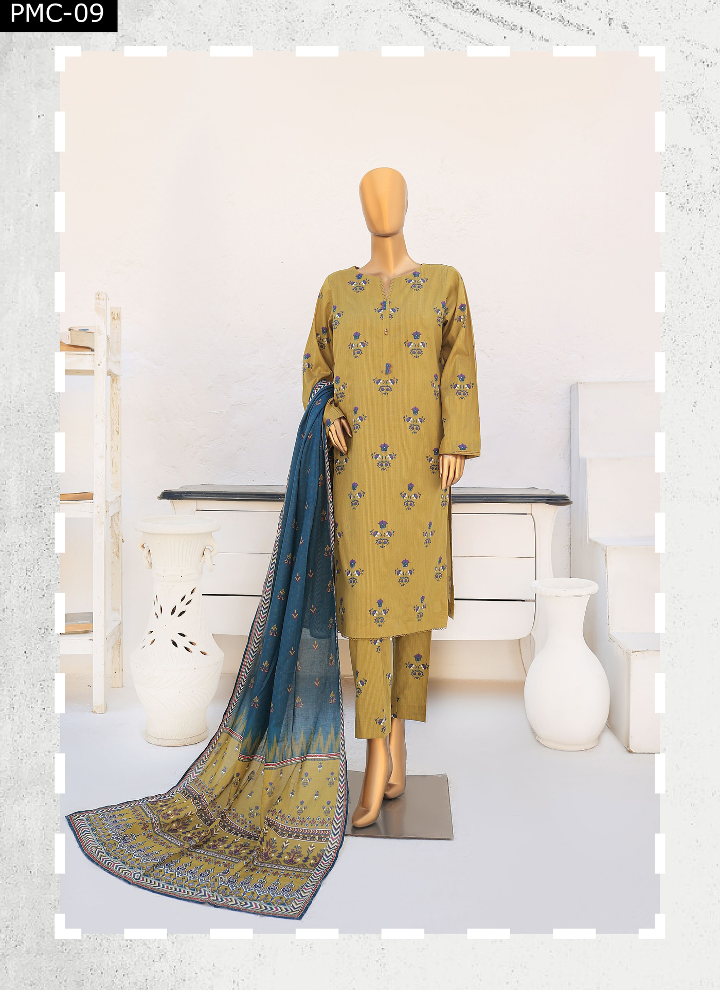 HZ Textiles Stitched 3 Piece Digital Printed Cotton Suit - PMC-09 - Summer Collection