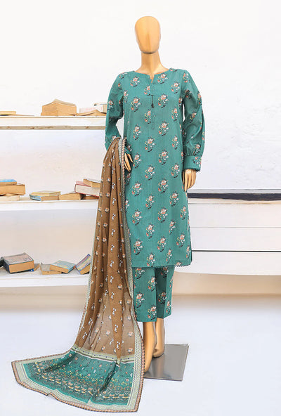 HZ Textiles Stitched 3 Piece Digital Printed Cotton Suit - PMC-12 - Summer Collection