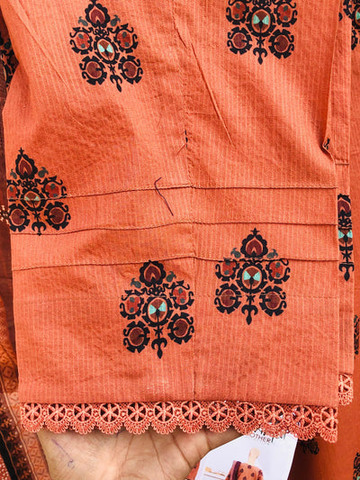 HZ Textiles Stitched 3 Piece Digital Printed Cotton Suit - PMC-13 - Summer Collection