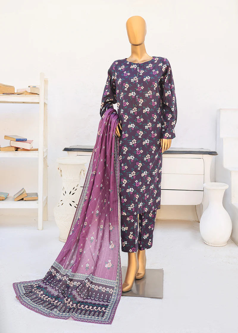 HZ Textiles Stitched 3 Piece Digital Printed Cotton Suit - PMC-15 - Summer Collection