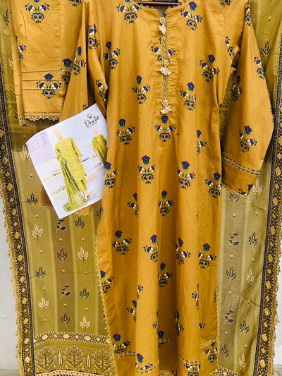 HZ Textiles Stitched 3 Piece Digital Printed Cotton Suit - PMC-19 - Summer Collection