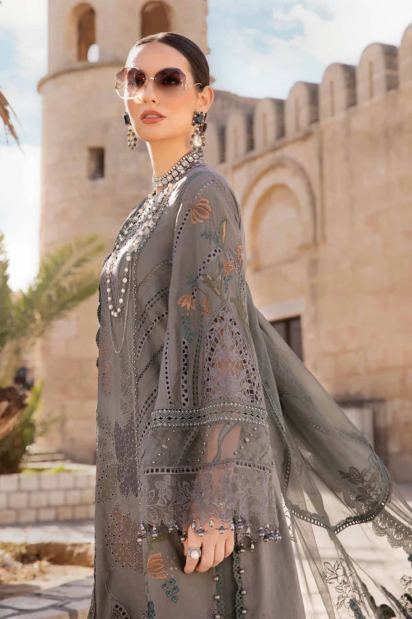 Maria B Stitched 3 Piece Embroidered Lawn Suit MB24LL 07B - Luxury Lawn Collection