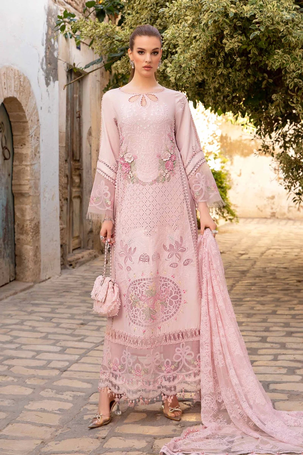 Maria B Stitched 3 Piece Embroidered Lawn Suit MB24LL 11A - Luxury Lawn Collection