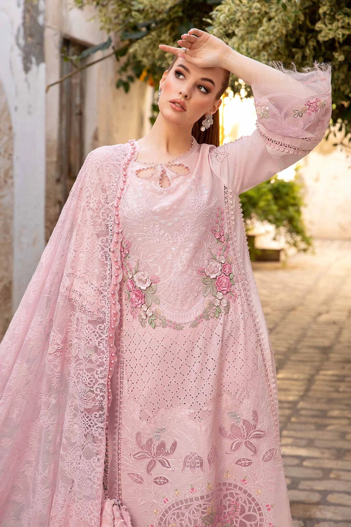 Maria B Stitched 3 Piece Embroidered Lawn Suit MB24LL 11A - Luxury Lawn Collection