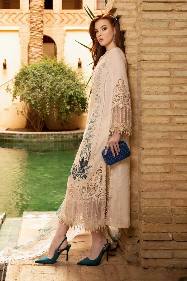 Maria B Stitched 3 Piece Embroidered Lawn Suit MB24LL 14B - Luxury Lawn Collection