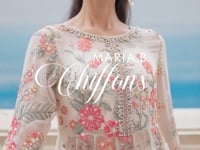 Maria B Unstitched 4 Piece Embroidered Chiffon Suit SCMB23 D6 Cloud White Floral - Luxury Collection