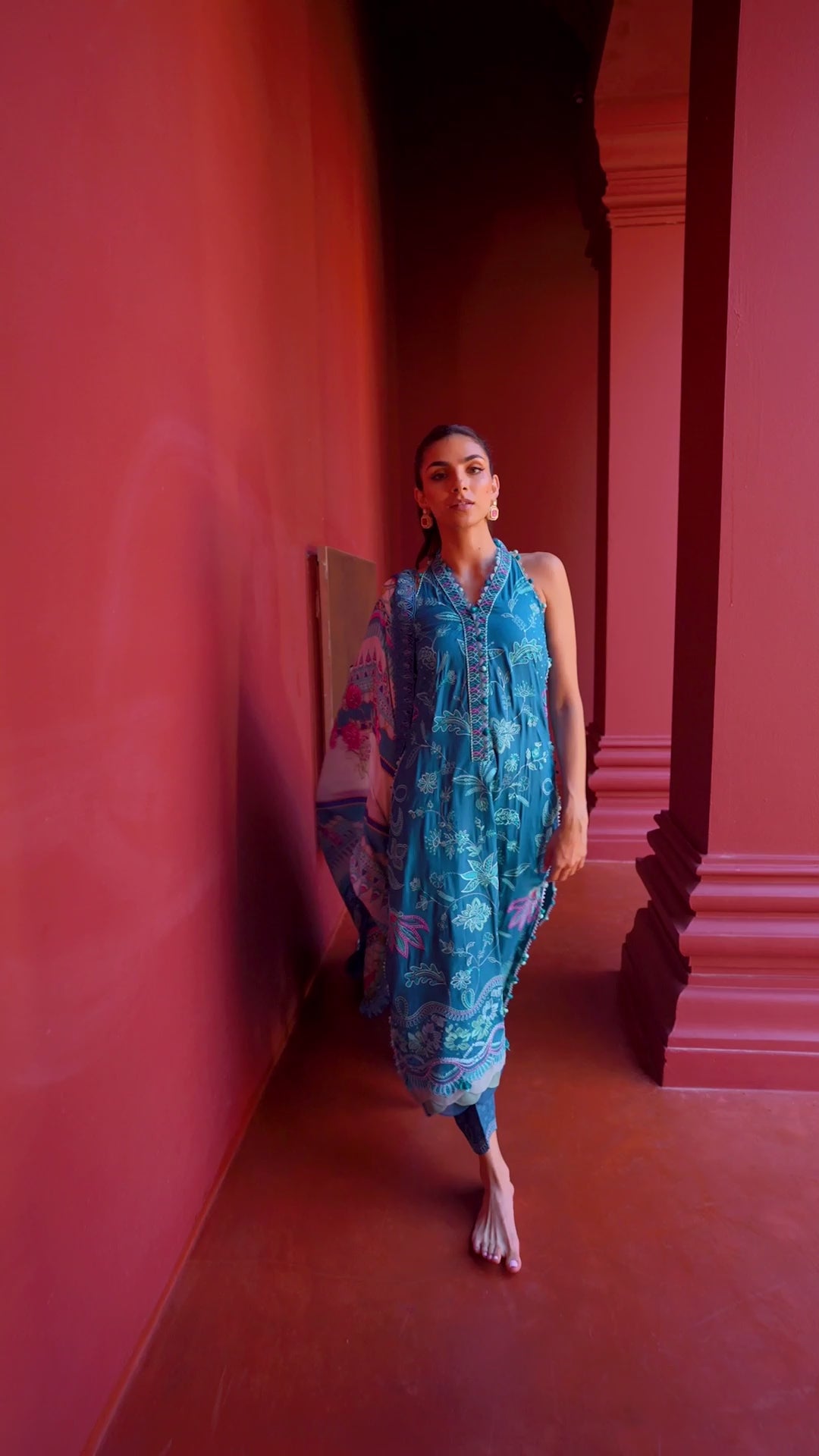 Suay by Farah Talib Aziz Stitched 3 Piece Embroidered Lawn Suit FTA24LU FTA 03 MOANNA TEAL - Luxury Collection