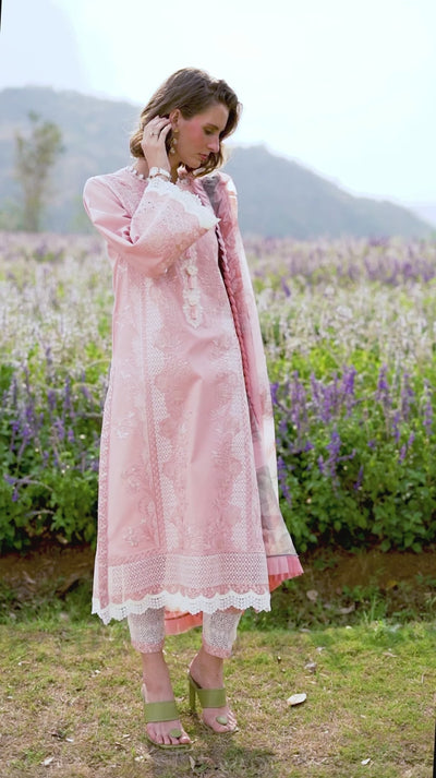 The Secret Garden by Mushq Stitched 3 Piece Embroidered Lawn Suit MQ24SG D-1A ROSEWOOD- Summer Collection