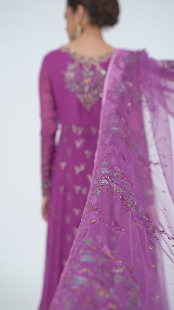 Izhar By Mushq Unstitched 4 Piece Embroidered Chiffon Suit IZMQ23 MQ23IZ MCH-05 Shehrzaad - Luxury Collection