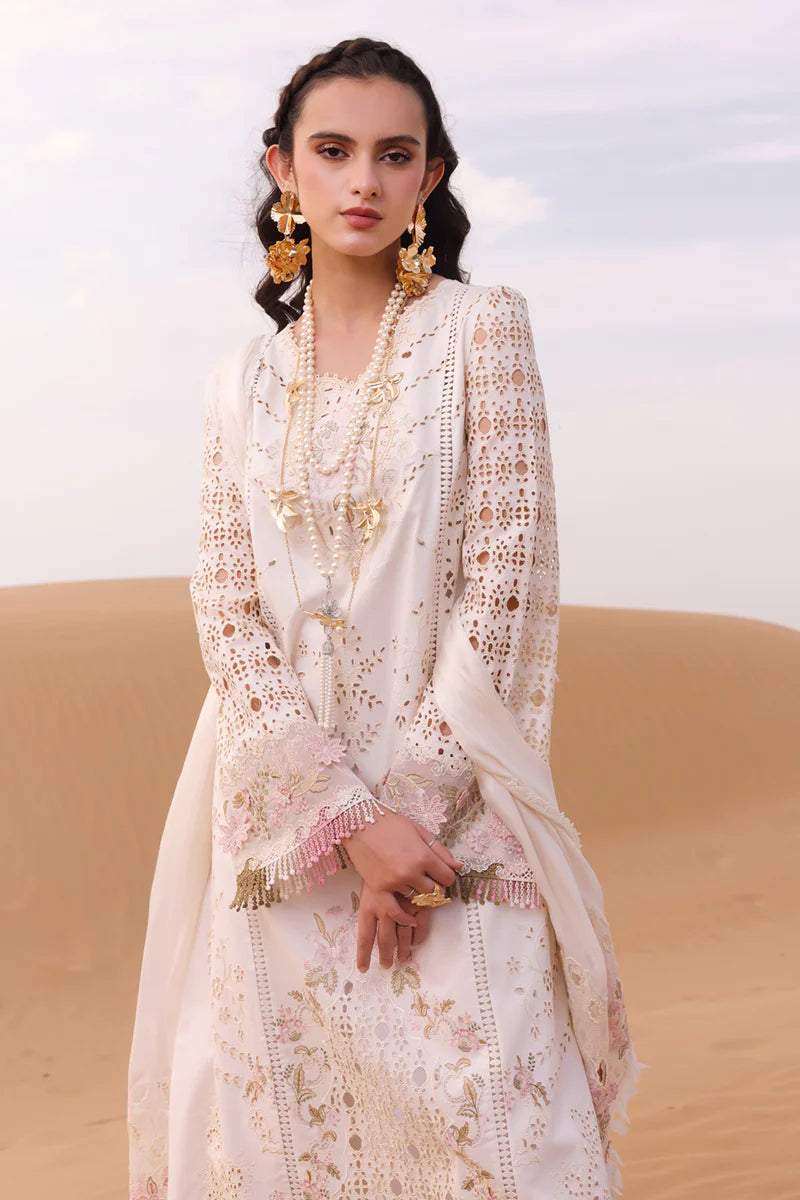 Qalamkar Stitched 3 Piece Embroidered Chikankari Suit QLM24C KM-02 Saoirse - Eid Collection