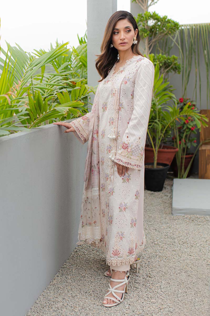 Qline by Qalamkar Stitched 3 Piece Embroidered Lawn Suit QLM24Q JK-13 OPALINE - Summer Collection