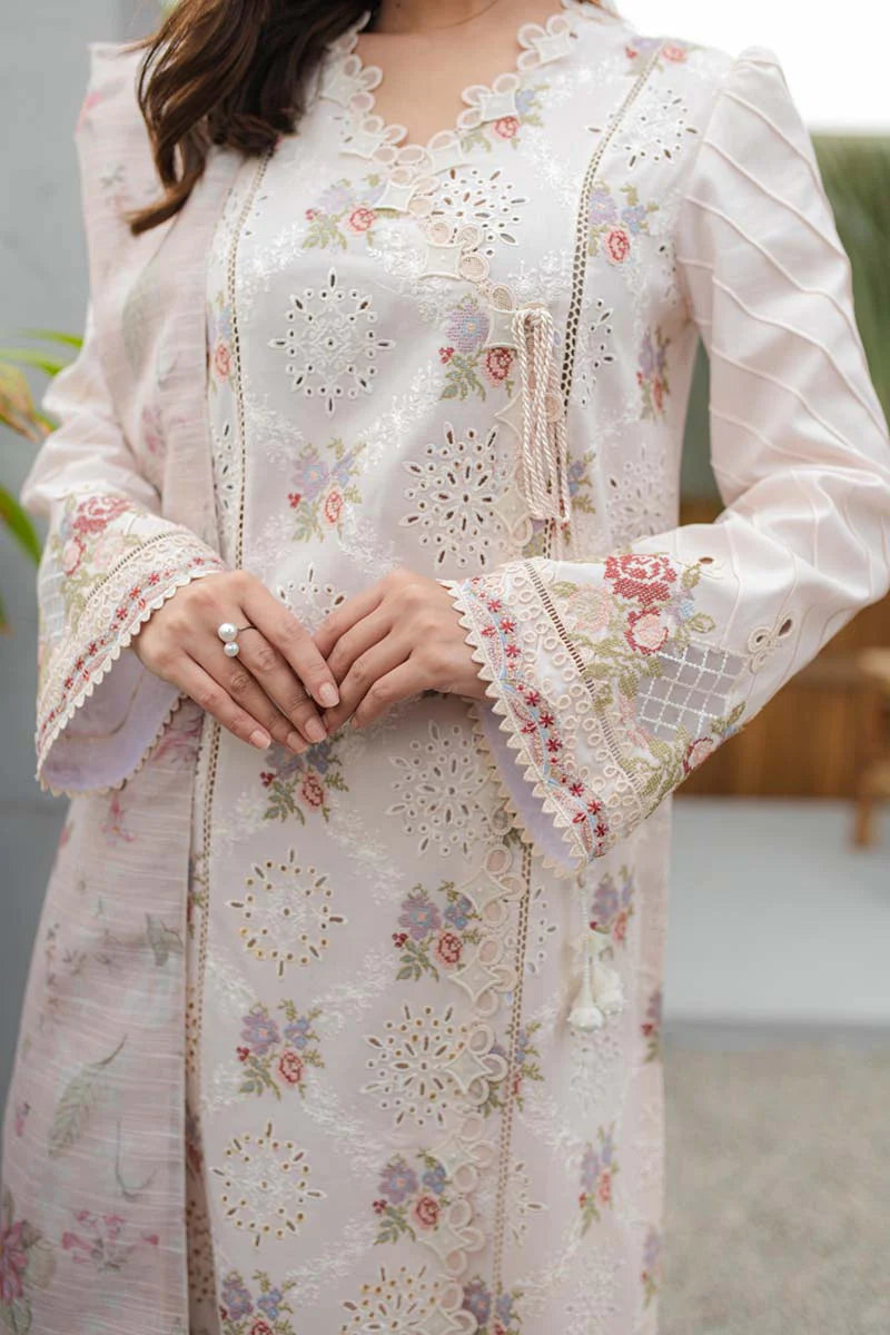 Qline by Qalamkar Stitched 3 Piece Embroidered Lawn Suit QLM24Q JK-13 OPALINE - Summer Collection