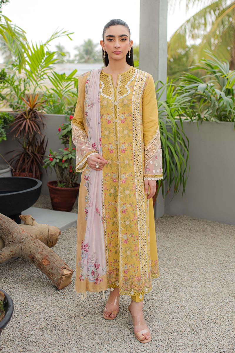 Qline by Qalamkar Stitched 3 Piece Embroidered Lawn Suit QLM24Q JK-15 MIEL - Summer Collection