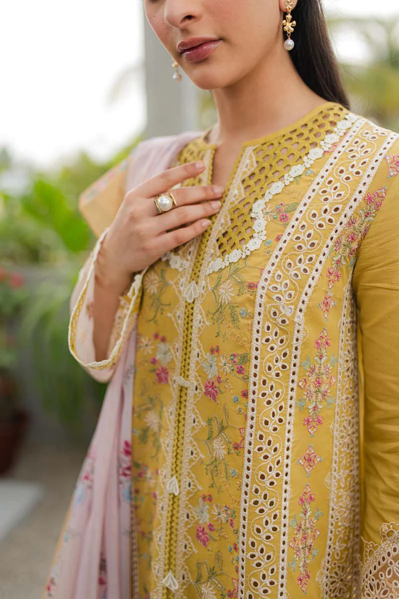 Qline by Qalamkar Stitched 3 Piece Embroidered Lawn Suit QLM24Q JK-15 MIEL - Summer Collection