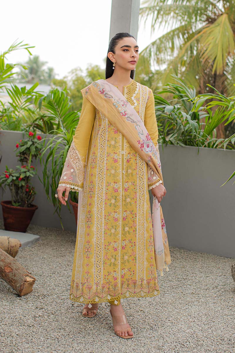 Qline by Qalamkar Stitched 3 Piece Embroidered Lawn Suit QLM24Q JK-15 MIEL - Summer Collection