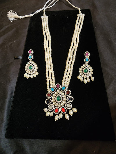 Hyderabadi Real Pearls, Pachi Kundan and Cubic Zirconia Stone S-61