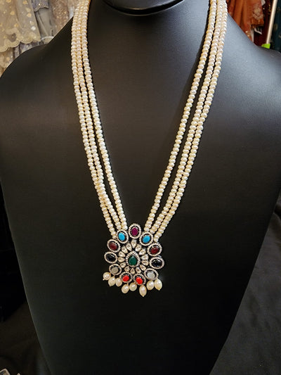 Hyderabadi Real Pearls, Pachi Kundan and Cubic Zirconia Stone S-61