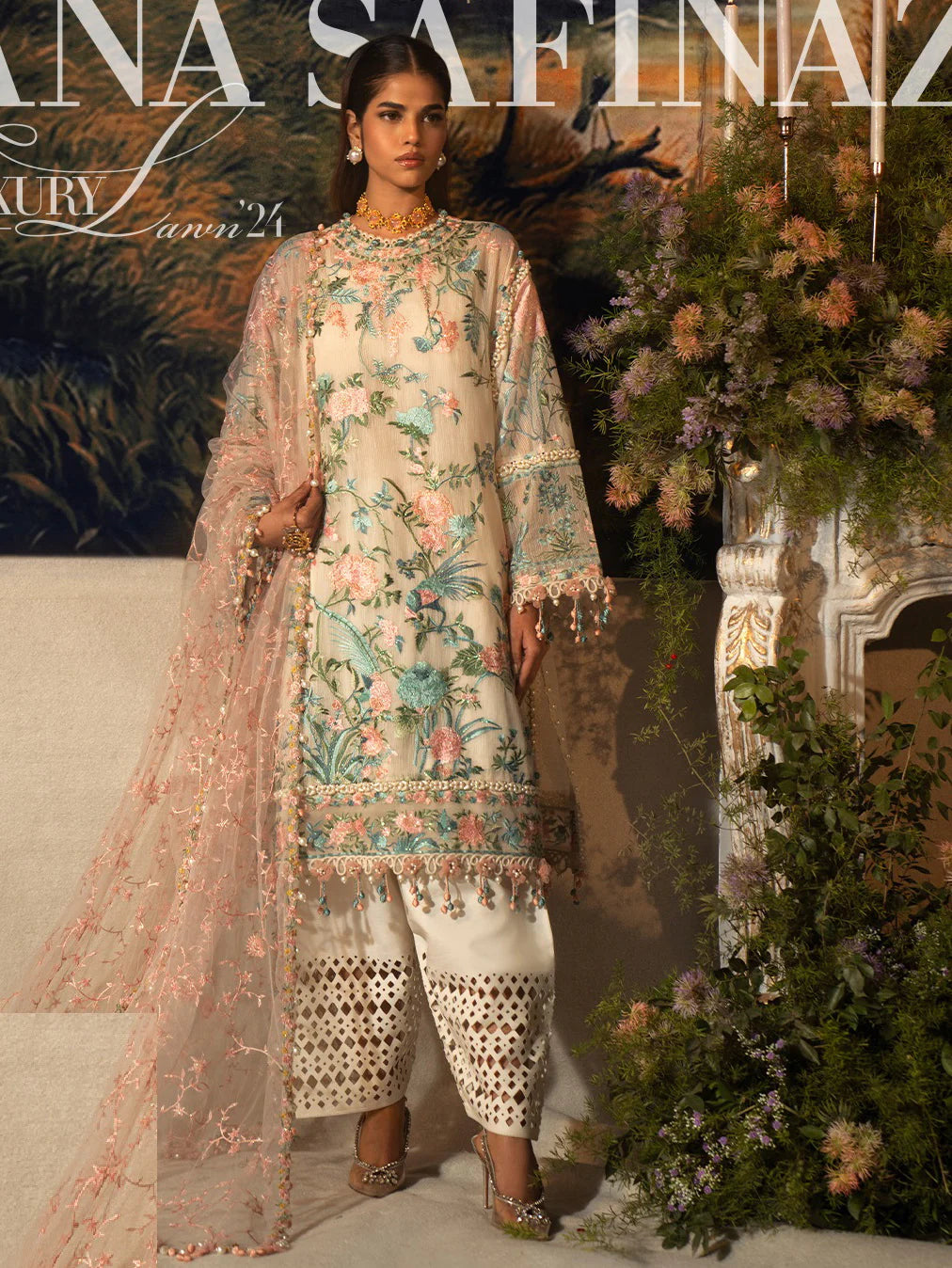 Sana Safinaz Stitched 3 Piece Embroidered Suit SS24UL 09B - Luxury Collection