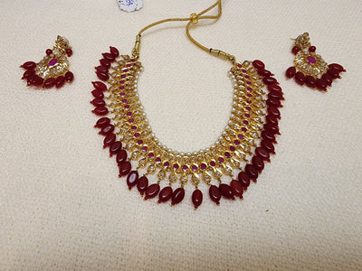 Semi Precious Set - Semi Real Ruby and Polki Stone S-90