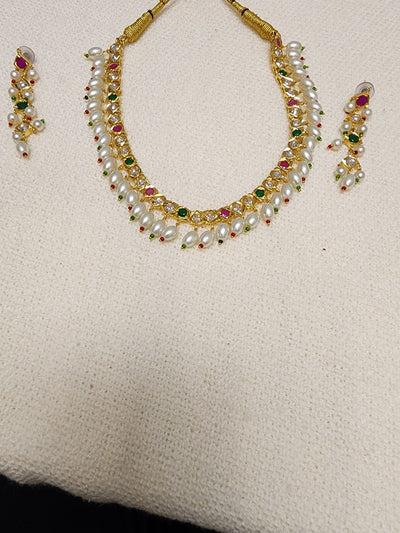 Semi Real Barfi Set - Made on Semi Real Ruby, Semi Real Emerald and Semi Precious Pearls S-96