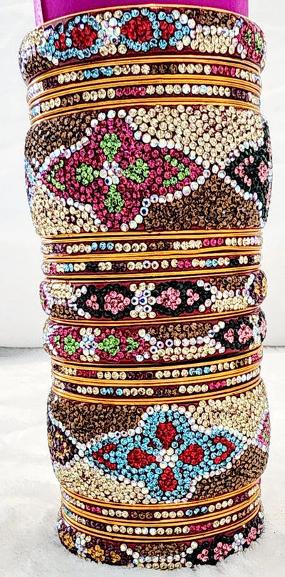 Bangles - Hyderabadi Traditional Stone Studed Multi Color Bangles S-51 D & M COLLECTION AND NIZAMI JEWELRY